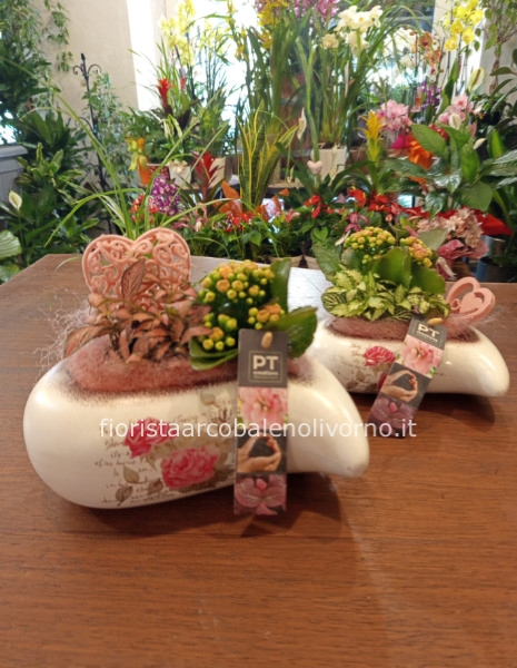 composizione cuore ceramica shabby piccolo
